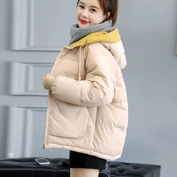 Žiemos Paltai Moterims Atsitiktinis Juoda Korėjos Stilius Kamšalu Puffer Jacket Femme Parkas Gobtuvu Šiltas Ruduo Ropa Mujer Invierno 2020 M.