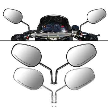 Motociklo galinio vaizdo Veidrodis 2vnt/Pora Juodas Reflektorius valdomi išoriniai Veidrodėliai, Motociklų Aksesuarai, Sidabro