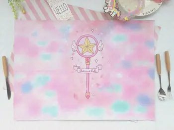 rožinė moonCard Gūstītājs Sakura Anime Veiksmų Skaičius, Atspausdinta Nuotrauka Fone Staltiesė Animacinių filmų Gyvūnų PU Kūrybos Lentelė Kilimėlis Žaislas