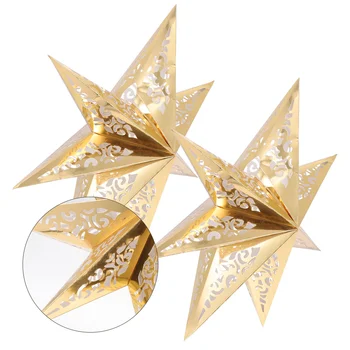 Star Popieriaus Žibintų Lempos, lempų gaubtų Kabo Šešėlis Kalėdų Ornamentu Lubų Stars 3D Šviesos Žibintai Žalia Girlianda Pentagram