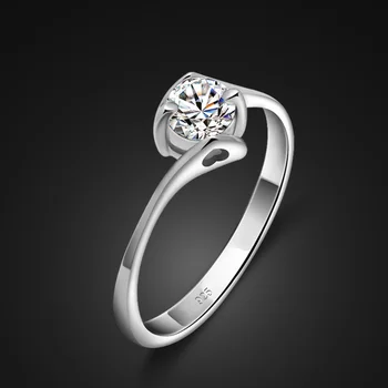 Naujo Dizaino Mados klasikinis vestuvinis žiedas Papuošalai Nekilnojamojo 100% 925 Sterling Slver Rinkinys Su 5A Cirkonis Žiedai Valentino Diena dovana