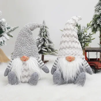 Kalėdų Dekoracijas Europos Stiliaus Pilka Balta Miško Vyras Lėlės, Papuošalai Beveidis Lėlės Langų, Židinių Apdaila Papuošalai
