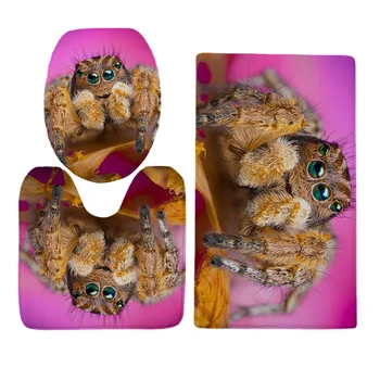 CLOOCL Gyvūnų Tualeto Dangčio Nustatyti Mielas Augintiniai Voras 3D Grafika Atspausdinta Flanelė Tris-Wc U-formos Kilimų Absorbentas Kilimas