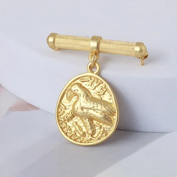 Derliaus Ovalo formos Monetos Įspausti Gyvūnų Erelis Aukso Metalo priedai, Sagės Ant Drabužių/Kailis Naujas Mados Juvelyrikos Pin Moterų Ženklus