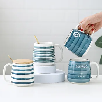 500ML Keramikos Puodelis Japonijos Ranka-dažytos Underglaze Popietę Arbatos Puodelio Pusryčiai Kava Pieno Pora Puodelio Vandens