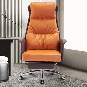Prabanga Vykdomojo Biuro Kėdė, Komfortą Orange Biuro Baldai, Oda Konferencija Silla Escritorio Oficina Šiaurės Kėdė Atsipalaiduoti