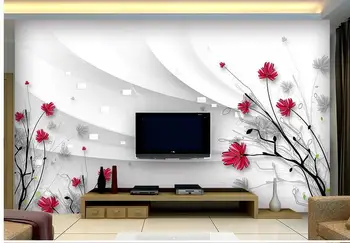 3D tapetai, 3d tv tapetų Gražios gėlės hd ranka-dažytos linija 3 d TV nustatymas sienos tapetai