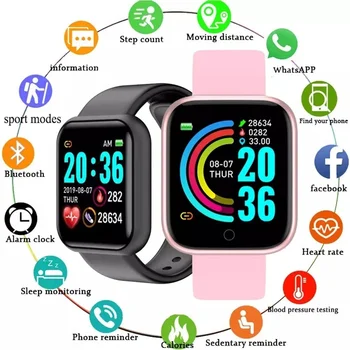 Y68 Smart Watch Vyrai Moterys Rankiniai Laikrodžiai D20 Smartwatch Elektroninis Laikrodis Fitneso Stebėti Gimtadienio Dovana Xiaomi/Huawei Apyrankė