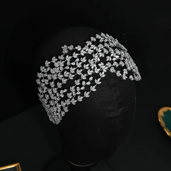 YCDZSWWL Europos Stiliaus Prabangus Visiškai Kubinių Zirconia Vestuviniai Headpieces Elegantiškos Karūnos Vestuvių Plaukų Aksesuarai