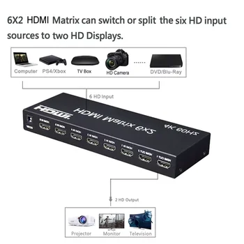 HDMI 2.0 Matricos Jungiklis 6 x 2 4 x 2 HD 