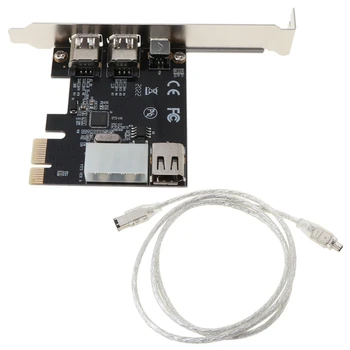 PCI-E 1X IEEE kai 1394a 4 Port(3+1) Firewire Card Adapter Pcie kai 1394a Keitiklis Su 6 Pin 4 Pin 1394 Kabelį Stalinį KOMPIUTERĮ