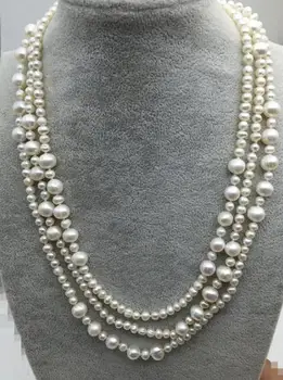 60 cm Ilgio Perlų Papuošalai Baltos Spalvos Gėlavandenių Perlų Vėrinį,AA 5-11MM Originali Perlų Papuošalai,Meilė,Motinos Diena Dovana