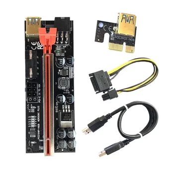 VER009S PCI-E Riser Card 009S PCI Express 1X PCIE Į 16X Extender 1M 0.6 M USB 3.0 Kabelis SATA Į 6Pin Maitinimo Vaizdo plokštė