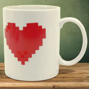 Kietas Karščiui Jautrus Pikselių Meilė Širdies Puodelis Spalva Keičiasi Keramikos Morph Biuro Kavos Puodelis Arbatos Puodelius Ir Taures
