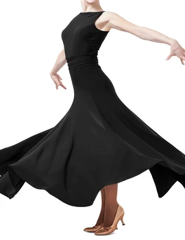 sportinių šokių šiuolaikinio šokio rankovių backless apynasrio kaklo vingiuoti juosmens suknelė W15003 šiuolaikinėje praktikoje