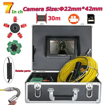 7inch DVR 22mm Drenažo Vamzdis Kanalizacijos Apžiūros kamerų Sistema 20M 30M 40M Vandeniui atsparus Kameros 1000 TVL su 6W LED Žibintai