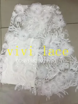 zf009 dramblio kaulo, pieno pluošto sequin3D saulėgrąžų tiulio tinklelio, gražių nėrinių rodyti/vestuves/vakarinę suknelę (šalis).