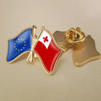 Europos Sąjungos ir Tonga Kirto Dviguba Draugystė Šaligatvio Sagė Emblemos Atvartas Smeigtukai