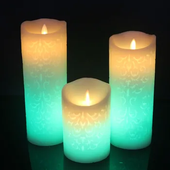 Spalvų Kaita Gradientas LED Žvakės Nuotolinio Valdymo Elektroninių Flameless Kvėpavimo Žvakė Naktį Žibintai Vestuves Apdaila