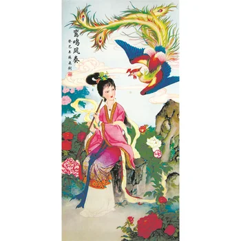 Kinų Feng Shui Šilko Kabinti Dažymo,Namų/Biuro Apdailos Kaligrafijos Meno kūrinius Sienos Pažymėkite - grožio deivė