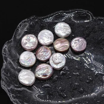 Neakytojo Natūralių Gėlavandenių Perlų Pakabukas 19-20mm Apvalus Plokščias Dirbtiniu būdu išaugintų Perlų Mygtuką Karoliukai 