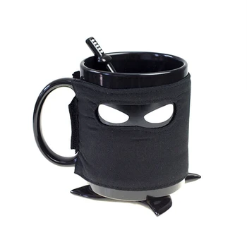 Kūrybinės Keramikos Black Ninja Puodeliai Juoda Kauke Puodelis su Šaukšteliu Kardas Kavos, Pieno, Arbatos Puodeliai, Pienas, Kava, Arbata, Puodeliai, Taurės Dovanų