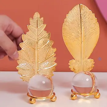 Kūrybos Dirbtiniais Crystal Ball Leaf Dizaino Modelis Metalo Namų Ekranas Pelėsių Ornamentu