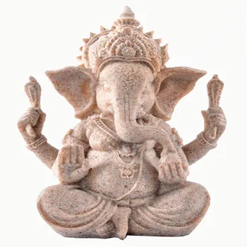 Derva Ganeša smiltainio rankdarbių, Budos Statula, pietryčių Azijos, Indijos dramblių nosies dievo turtų buda
