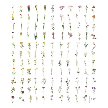 240PCS Derliaus Augalai, Gėlės Daisy PET Skaidrūs Lipdukai Apdailos Planuotojai užrašų knygelė Nešiojamieji kompiuteriai (6 Komplektai)