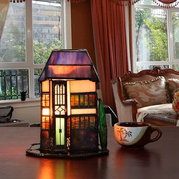 Tiffany art glass house stalo lempa baras restoranas, kambarių Viešbutis naktinė lempa retro villa lempos