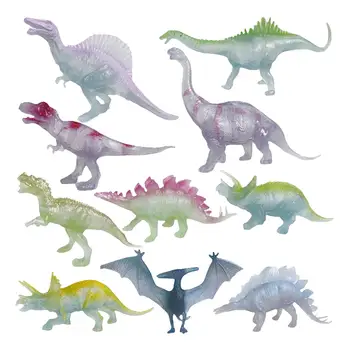 10x Asorti Šviesos Dinozaurų Modelis Gyvūnų Figūrėlės Miniatiūriniai Švietimo Žaislas Šalis Skatina Vaikų Pažinimo Surinkimo žaidimas