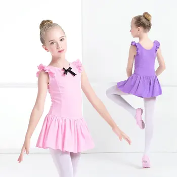 Vaikai Knotbow Ruffler Peties Baleto Suknelė, Liemenė Profesionalių Baleto Kostiumas Mergina Baleto, Gimnastikos Leotard Ballerina Dancewear