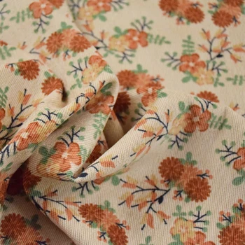 Vieno metro aukštos kokybės medžiaga velvetas Sielovados Smėlio spalvos gėlių spausdinti tissu kailis suknelė cheongsam moterų audiniai, siuvimo