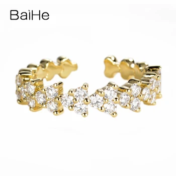 BAIHE Kietas 14 KARATŲ Geltonasis Auksas 0.64 ct H/SI Gamtinių Deimantų, Atviras Žiedas, Moterų, Vyrų, Vestuvių Mados Fine Jewelry Making anillo abierto