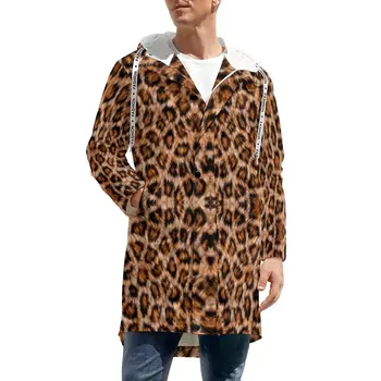 Leopardas Spausdinti Žiemos Atsitiktinis Striukės Aukso Gyvūnų Odos Streetwear Prarasti Storio Tranšėjos Paltai Vyrams Grafinis Ilgai Windbreakers Dovanų Idėjos