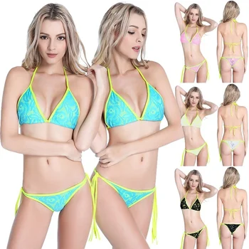 2022 Naujas Nėrinių Bikinis Rinkinys Sexy Neoninė Žalia Maudymosi Kostiumėlį 2 Gabalas Rinkinių, Moteriški Maudymosi Kostiumą String Bikini Mažas Juosmens Tendencia De Mujer