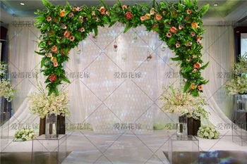 1.2 m x 1,2 m Rožės su žolės Vestuvių Gėlių Sienos Dirbtinis Šilkas Gėlių Fonas Vestuvių Tiekimo 2 vnt/daug