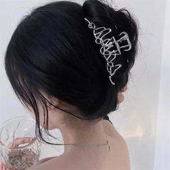 2021 Naujas Moterų Elegantiškas Geometrinis Plaukų Letena Geometrinis Metalo Plaukų Clips Hairgrip Auksas, Sidabras Kietas Lankelis Plaukų Aksesuarai