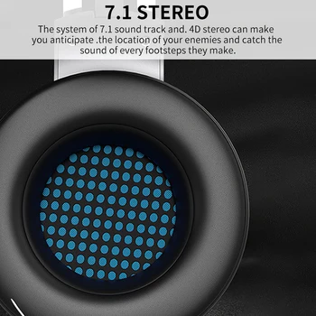 7 1 Garso Efektą, Stereo Ausinių Patogus LED Ausines Su Mic PC Nešiojamas Videožaidimai