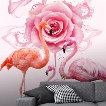 Beibehang papel de parede HD romantiška rožė flamingo veranda fono sienos popieriaus kambarį, miegamąjį, TV foną, 3d tapetai