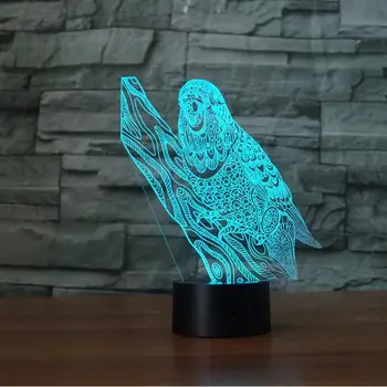 Papūga 3D LED Iliuzija Naktį Šviesa 7 Spalva Keičiasi Usb Stalas Stalo Lempa Touch Jungiklis Atostogų Šalis Dekoro Vaikai-Geriausia Dovana