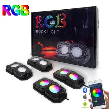 RGB LED Roko Šviesos 4 Ankščių Neon Underglow Lights Off-Road Paklotai Lempos 