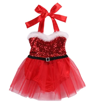 Kalėdų Naujagimiui Kūdikių Mergaičių Rompers Jumpsuit Tutu Nėrinių Suknelė KALĖDOS Komplektus Kostiumas princesė baby girl drabužiai