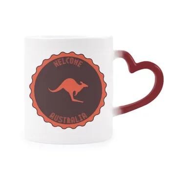 Australija Skonio Kengūrų Emblema Morphing Puodelis Šilumos Jautrus Raudona Širdis, Taurė