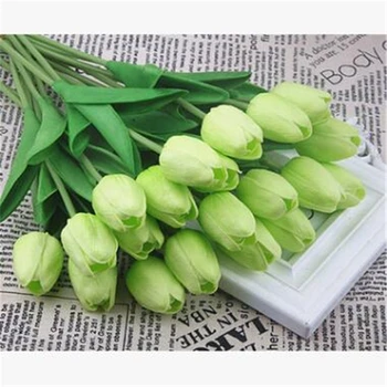 10vnt/daug Aukštos kokybės 34cm Mini PU Tulpių Dirbtinės Gėlės Šilko Gėlės Namuose Papuošalų, Aksesuarų Vestuves