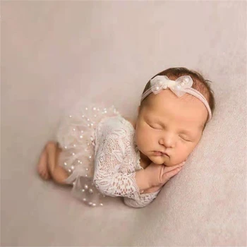 Kūdikių Fotografija Rekvizitai Aprangą Nėrinių Naujagimių Mergina Fotosesiją Komplektus Hairband Nustatyti Kūdikio Princesė Kostiumas