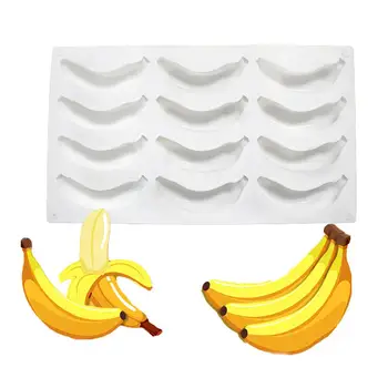 1 VNT Tortas Pelėsių Visos 12 Ertmės Silikono Bakeware Pelėsių Dėklas Bananų Dizaino Kepimo Įrankis, Skirtas 