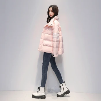 Pagrindinio Šviesus Antis Puffer Jacket Moterims korėjos Mados Žiemos Drabužių Paauglių Mergaičių Stovėti Apykaklės Burbulas Kailis Atsitiktinis Streetwear