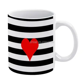 Love & Stripes Kavos Puodeliai, Animacinių Filmų Stiliaus, Arbata, Kavos Puodelis Puodelis Gimtadienio Dovana Surinkimo Širdies Juostelės Mielas Girly Preppy Lily Pulitz