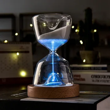 15 Minučių Laikmatis Šviesos Nuotolinio Valdymo Stiklo Smėlio Laikrodis Nemokamai Individualų Lazerio Užrašu Medienos Apačioje Naktį Šviesos Sandglass